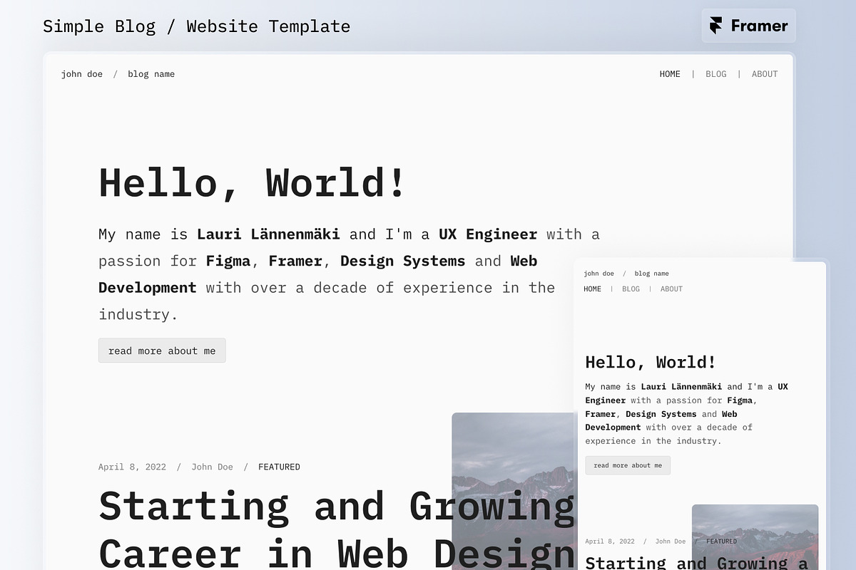 Simple Blog - Framer Template