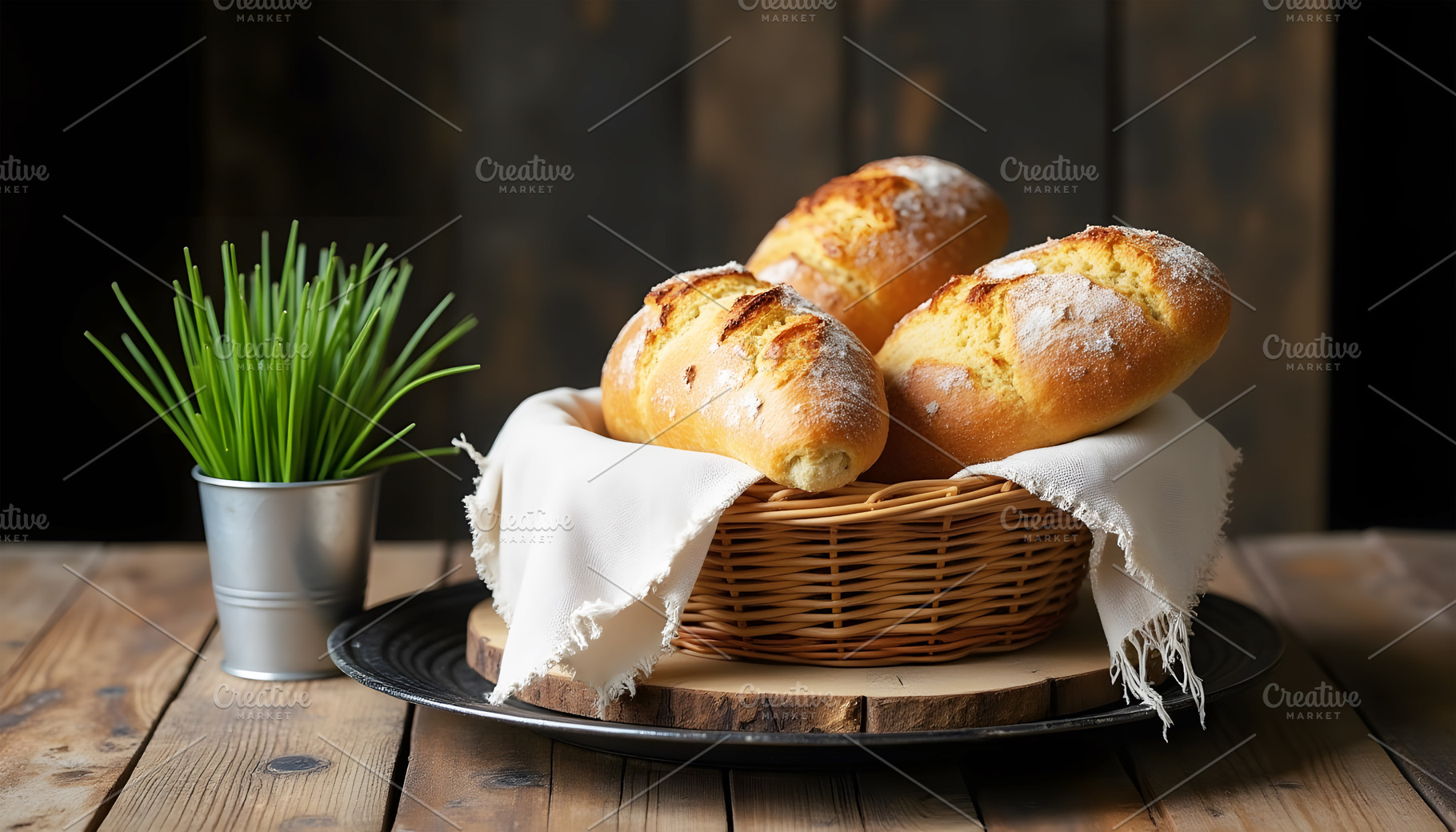 Fresh Baked Bread Loaves in a Basket, a Food & Drink Photo by Stock Shape
