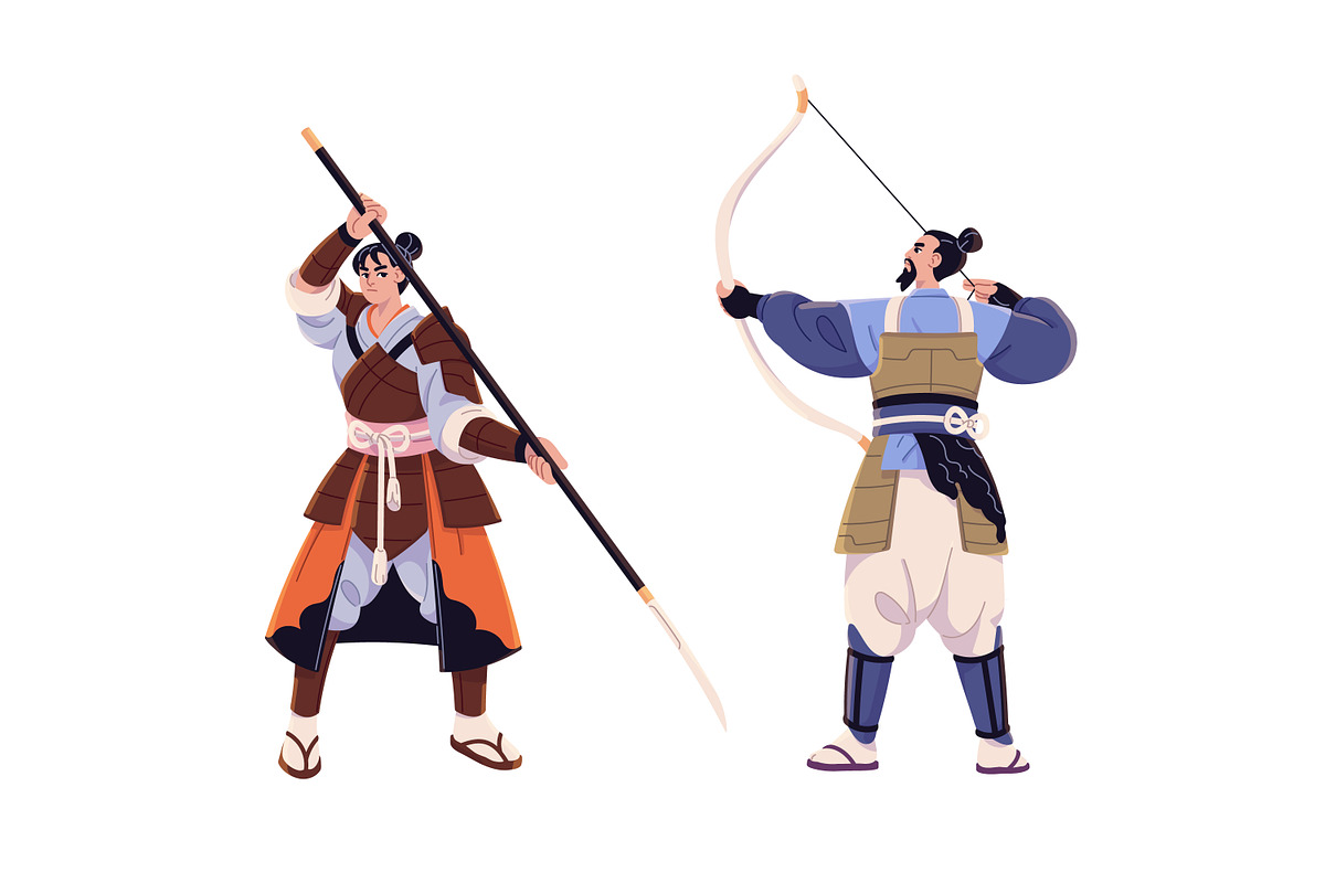 Samurais, warriors in armor set, a Person Illustration by PaperTrident (Photo 2 of 4)