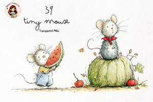 Tiny Mouse Watercolor Clipart PNG, an Animal Illustration by Nicolle's Colorful Art