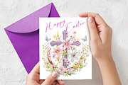 Embroidery Purple Cross & Luarel PNG, an Object Graphic by V Design Creator (Thumbnail 6 of 7)