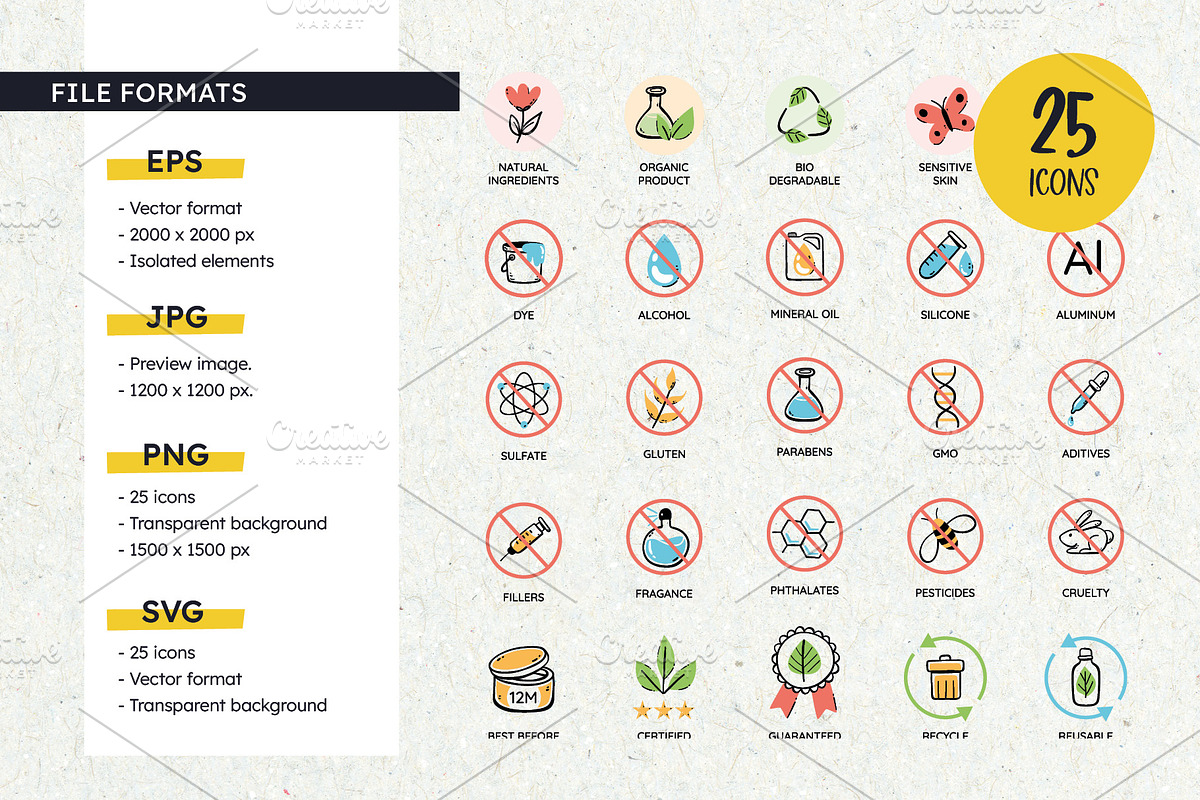 Natural & Organic Cosmetics Icons, a Solid Icon by insemar (Photo 3 of 4)