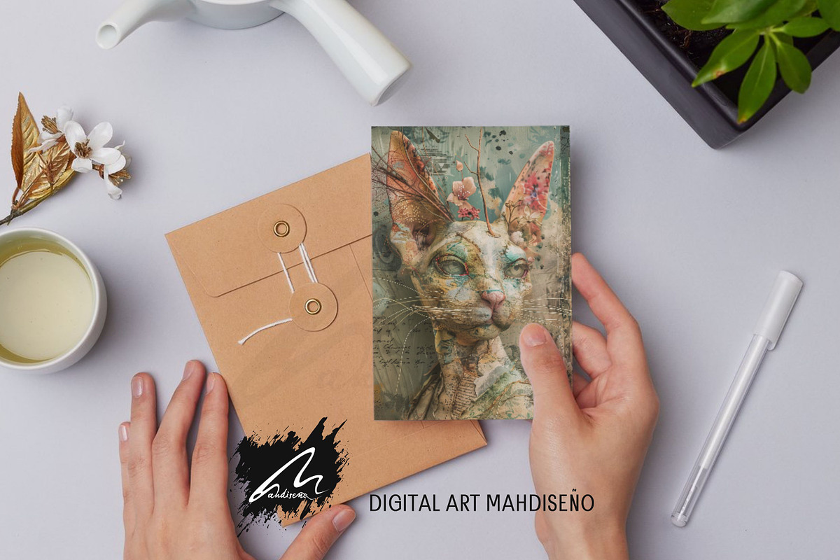 Whimsical Doll Cat Scrapbook Pages, an Animal Illustration by Digital Art Mahdiseño (Photo 9 of 10)
