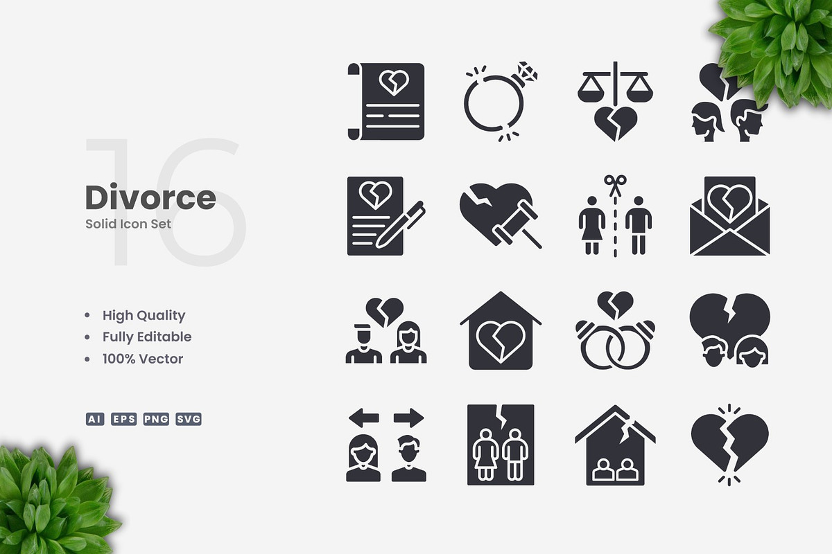 Divorce Solid Icons, an Icon by Upnowgraphic
