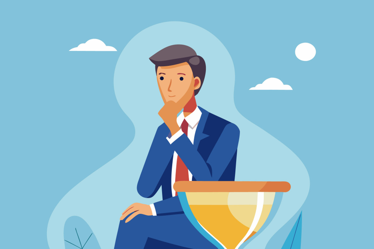 Businessman sits thoughtfully, a Person Illustration by SouravDesign (Photo 1 of 3)