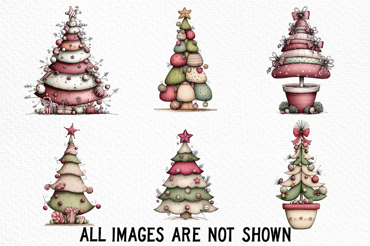 Whimsical Christmas Tree Clipart, an Illustration by Craft Nest (Photo 4 of 6)