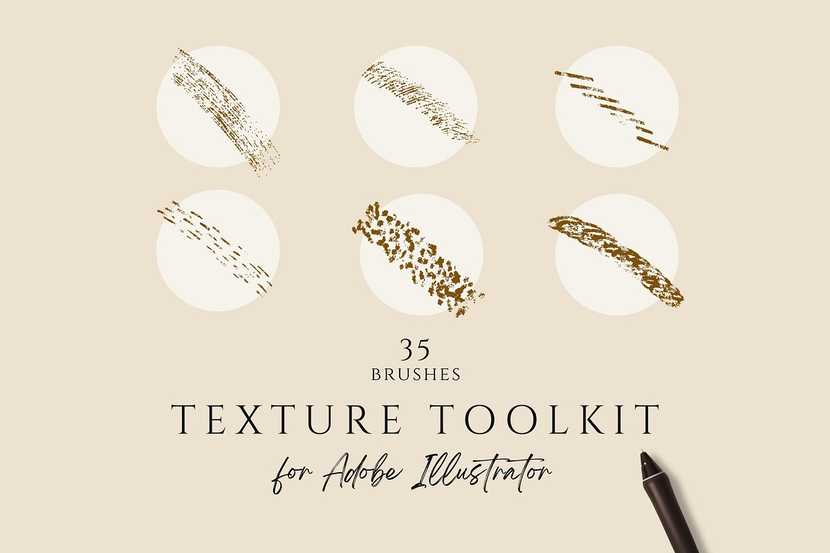 35 Illustrator Texture Toolkit, a Brush Add-On by Jenteva Art (Photo 1 of 14)