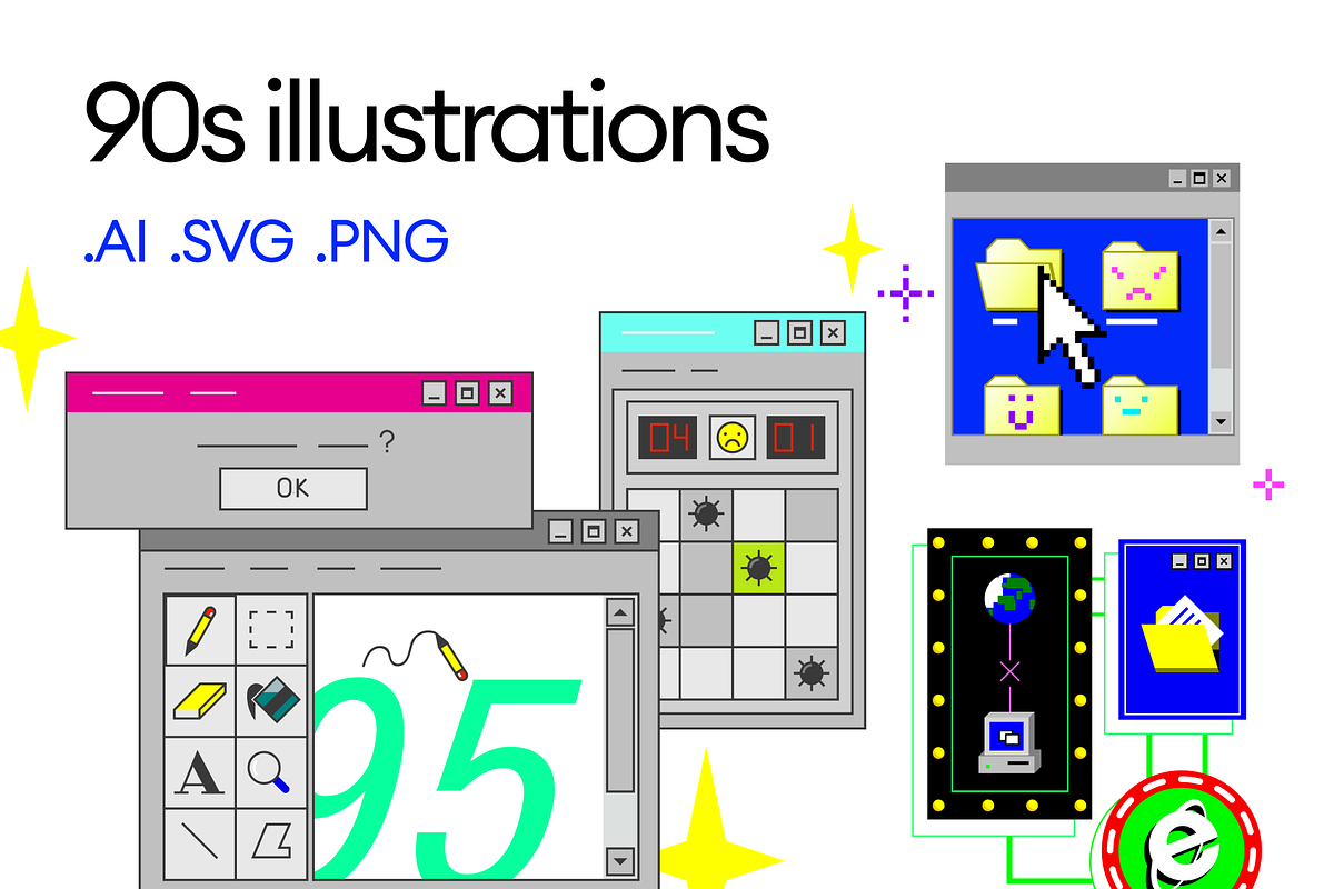 90s Illustrations, a Templates & Theme by Craftwork (Photo 1 of 7)