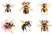 Honey Bee Watercolor Clipart, an Illustration by Designking (Thumbnail 3 of 5)