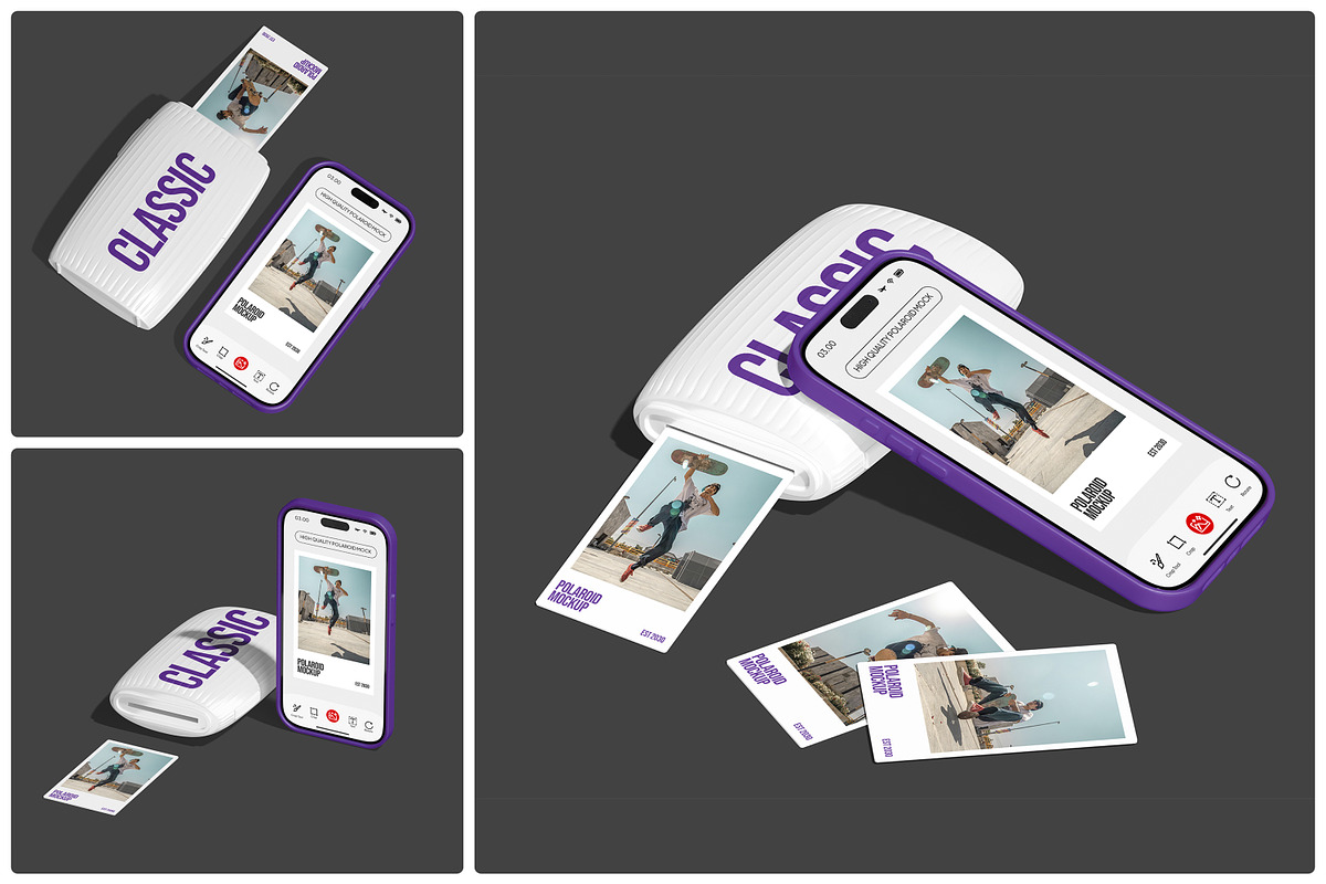 Polaroid and Phone mockup, an iPhone Mockup by Unerispace (Photo 1 of 5)