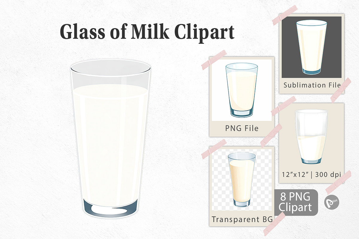 Glass of Milk Clipart, a Graphic by Artnoy (Photo 1 of 5)