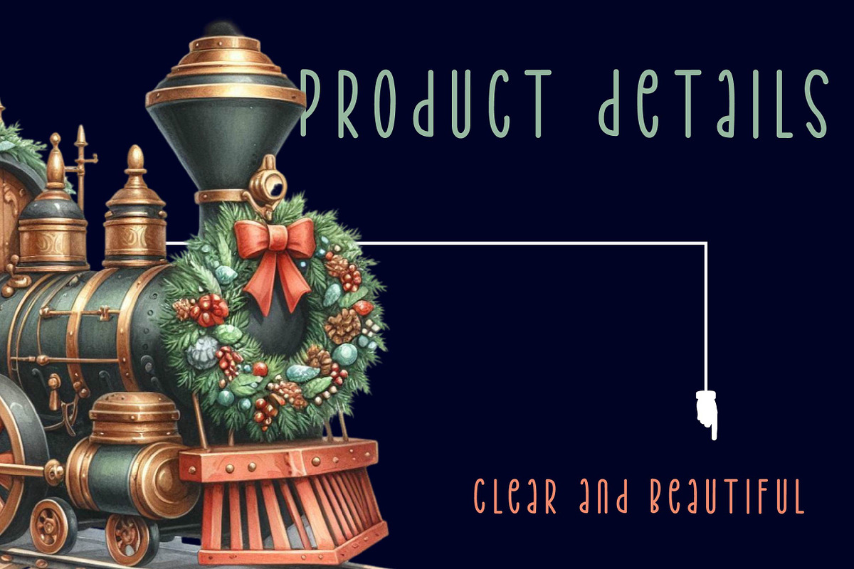 Christmas vintage steam train Clipar, an Illustration by CreationArt (Photo 5 of 6)