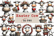 Whimsical Easter Cow Clipart, an Illustration by Libby Wishes (Thumbnail 1 of 6)