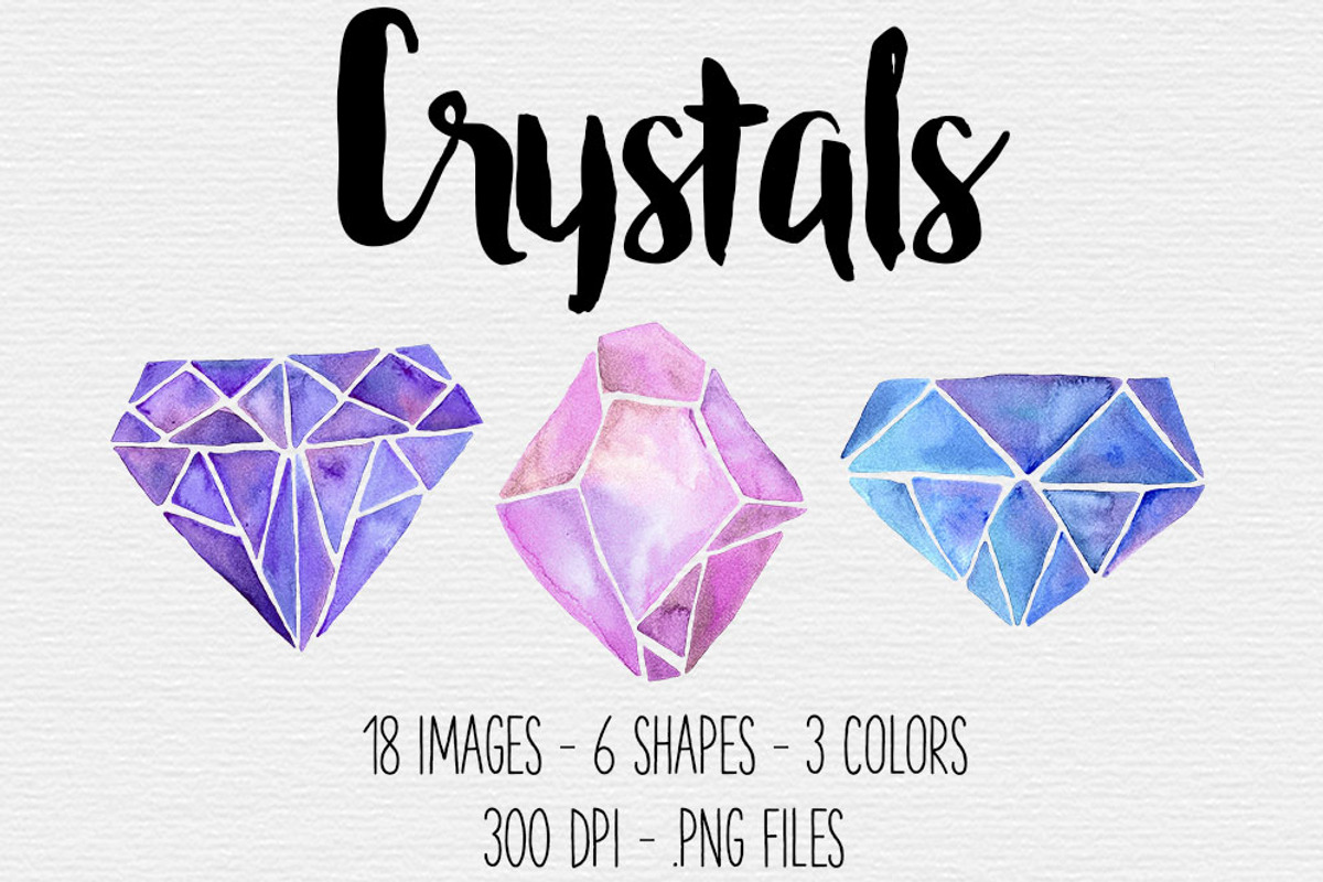 Watercolor Crystal Clipart, an Illustration by TigerlilyDesignCo (Photo 1 of 4)