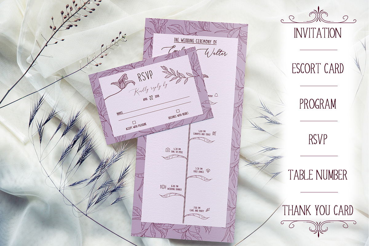 Emily Wedding Invitation Suite, an Invitation Template by OctopusRider (Photo 5 of 5)