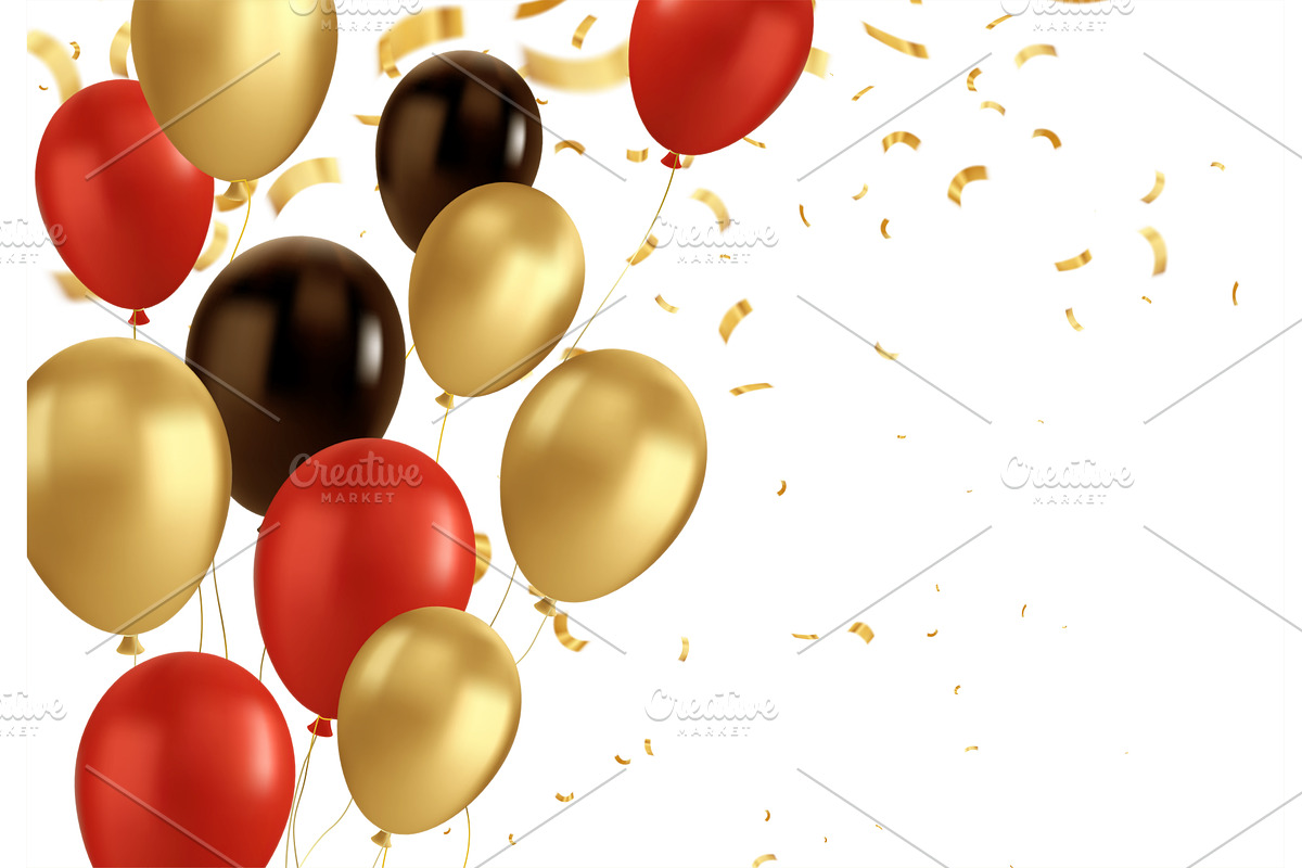 Red, black and gold balloons and, a Texture Graphic by Marinstri