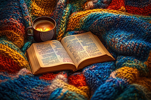 Cozy morning with a warm drink and a, a Photo by Pavel_design