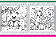 Autumn Animals Coloring Pages, an Illustration by LightExpress (Thumbnail 2 of 5)