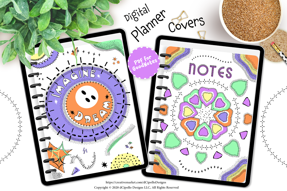 Imagine & Dream Digi Planner Covers, a Stationery Template by dCipollo Designs (Photo 2 of 6)