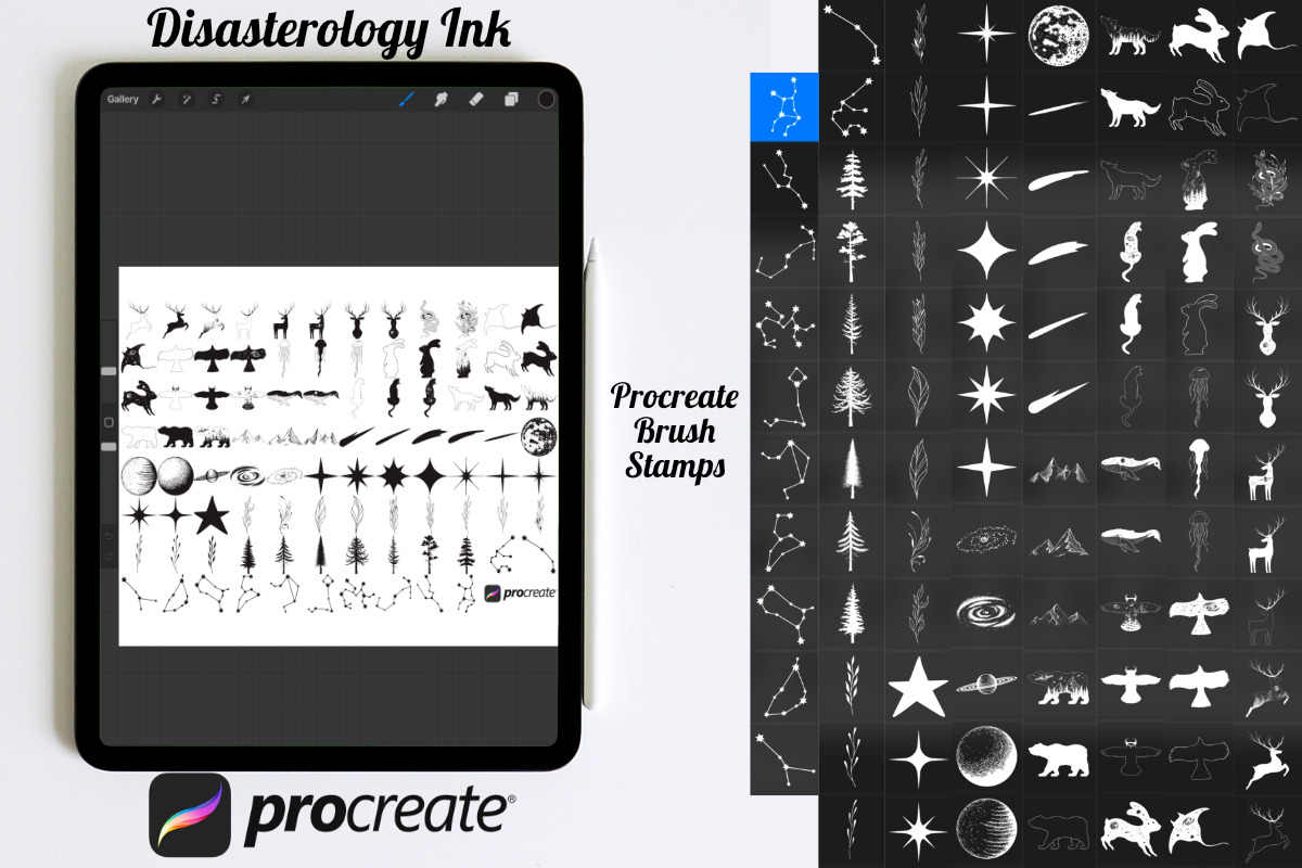 Celestial Animals Set 1 Procreate, a Brush Add-On by Disasterology Ink (Photo 3 of 10)