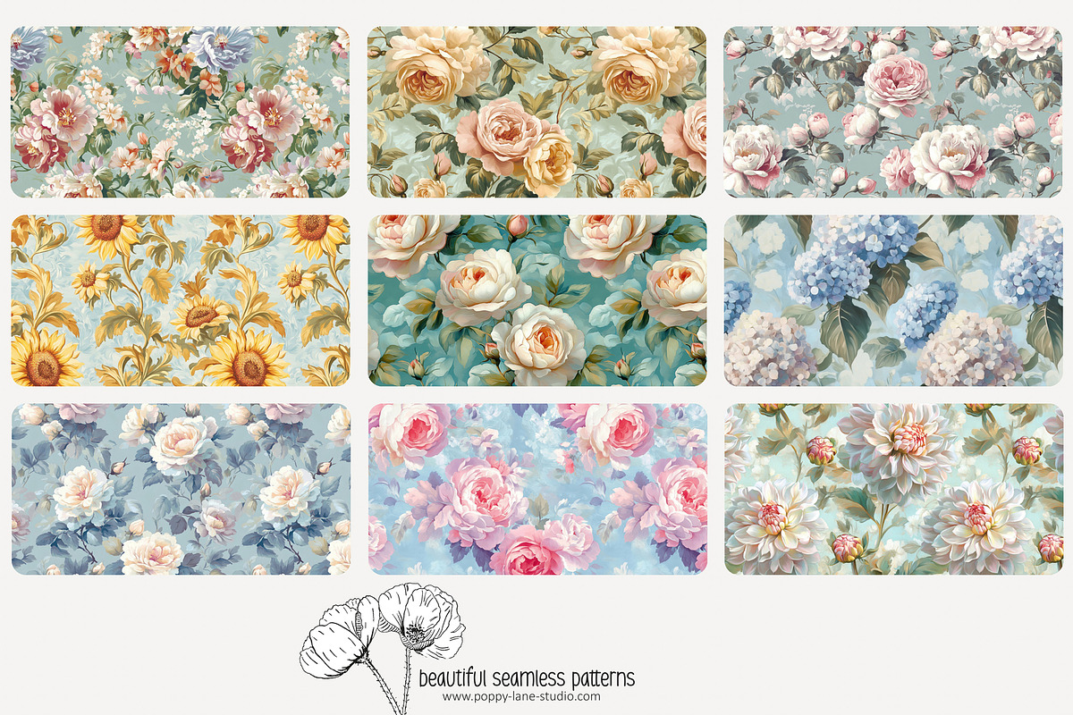 70 baroque floral seamless pattern, a Pattern Graphic by Poppy Lane Studio (Photo 2 of 10)