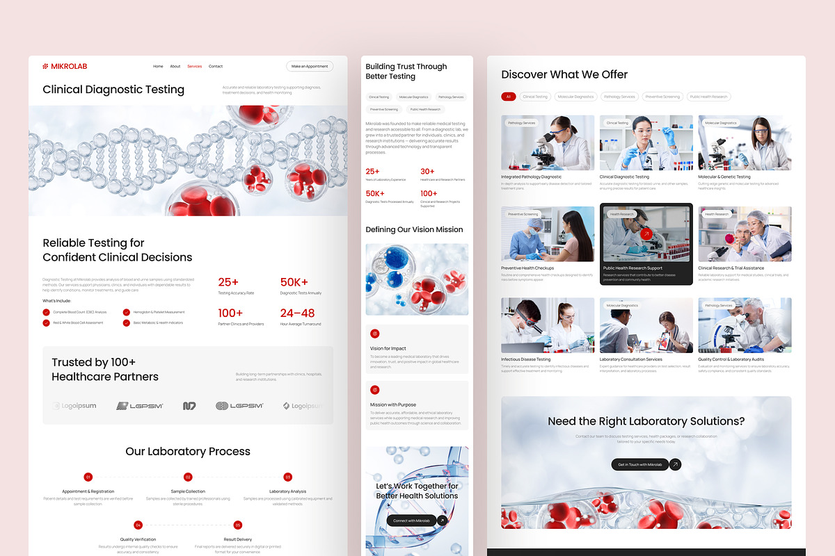 Clinical Laboratory Website UI Figma, an UI Kit Template by peterdraw