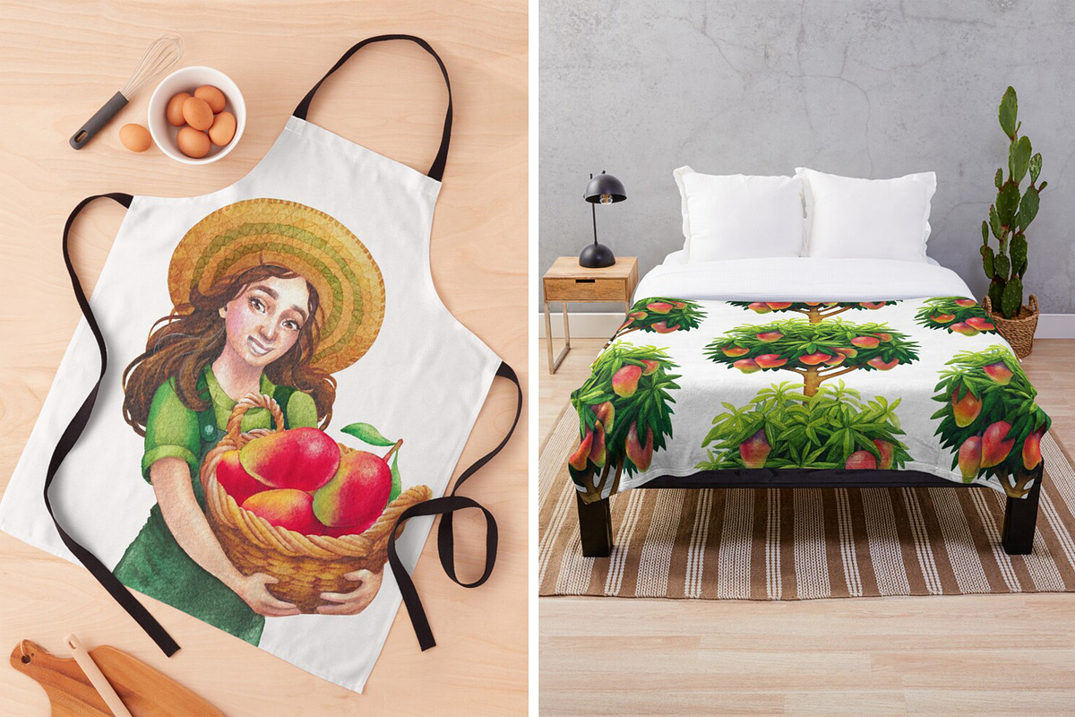 Watercolor Mango collection, a Food Illustration by Ekaterina Glazkova (Photo 6 of 6)