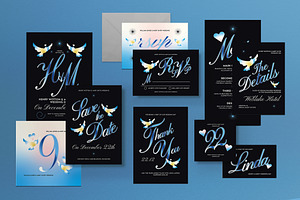 Blue Gradient Wedding Invitation Set, an Invitation Template by graphicook