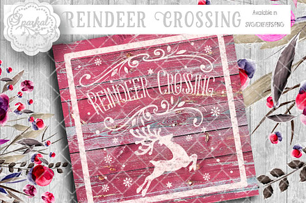Vintage Reindeer Crossing Vector