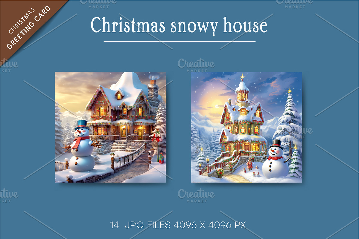 Christmas snowy house. Clipart., a Decorative Illustration by KENO Mascots (Photo 4 of 4)
