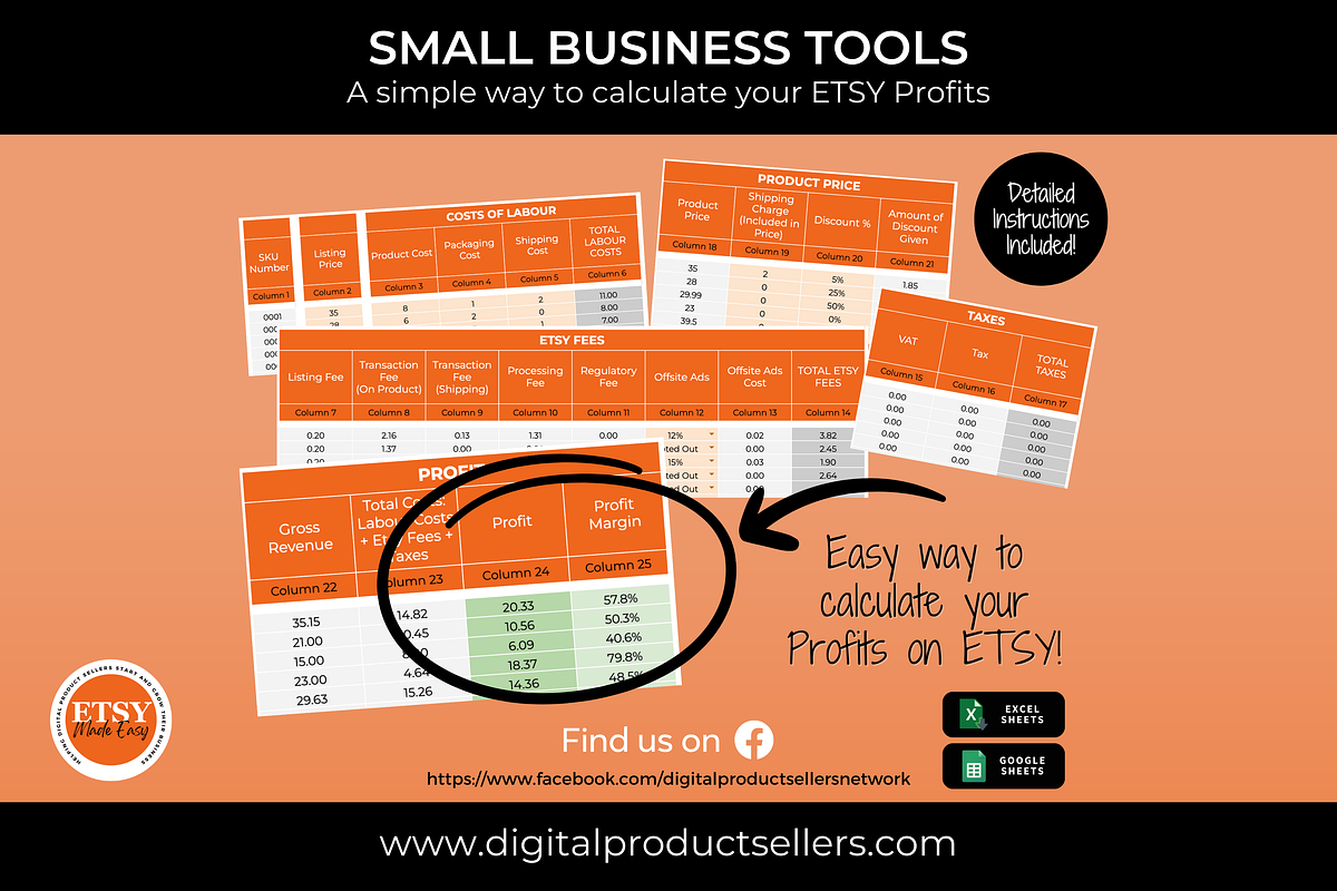 Etsy Fees and Profit Calculator, a Templates & Theme by Jennifer Magri Templates (Photo 2 of 7)