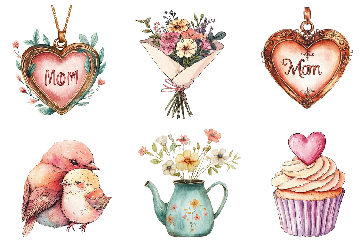 Watercolor Doodle Mother's Day PNG, an Illustration by SinaCreation (Photo 3 of 5)