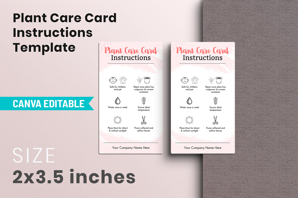 Plant Care Card Template, a Templates & Theme by Snapybiz (Photo 6 of 10)