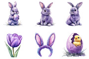 Watercolor Purple Easter Clipart, an Illustration by Dream Creation (Thumbnail 3 of 7)