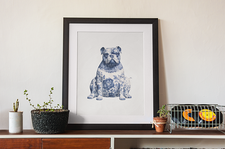 Watercolor Staffordshire Dog Art