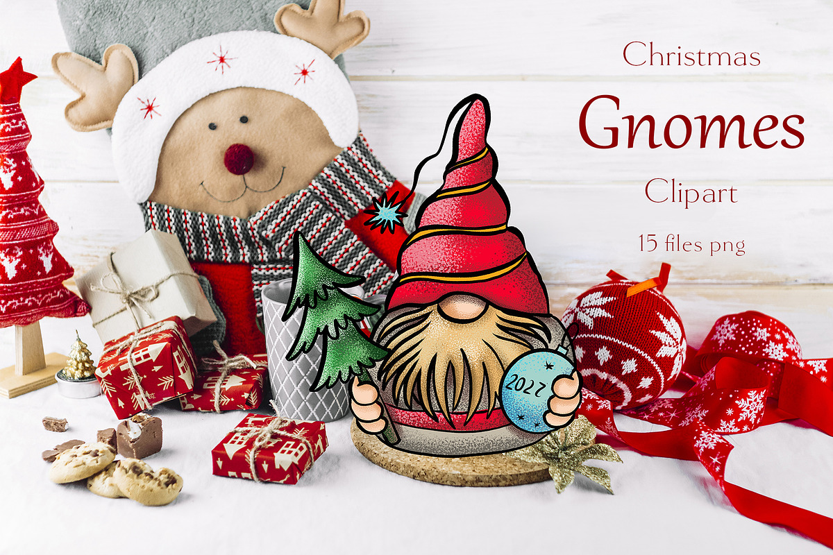 Christmas Gnomes clipart Procreate, a Decorative Illustration by ElladesignCo (Photo 1 of 7)