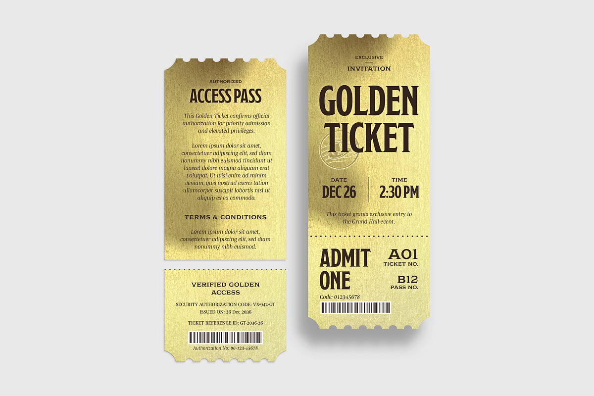 Golden Ticket Invitation Template, an Invitation Template by BrandPacks (Photo 2 of 4)