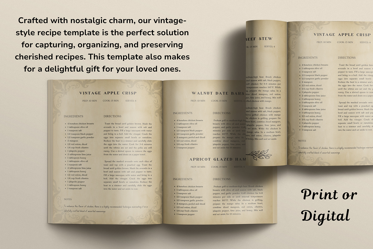 Vintage Recipe Book Template Canva, a Templates & Theme by OrganizationOasisRo (Photo 8 of 10)