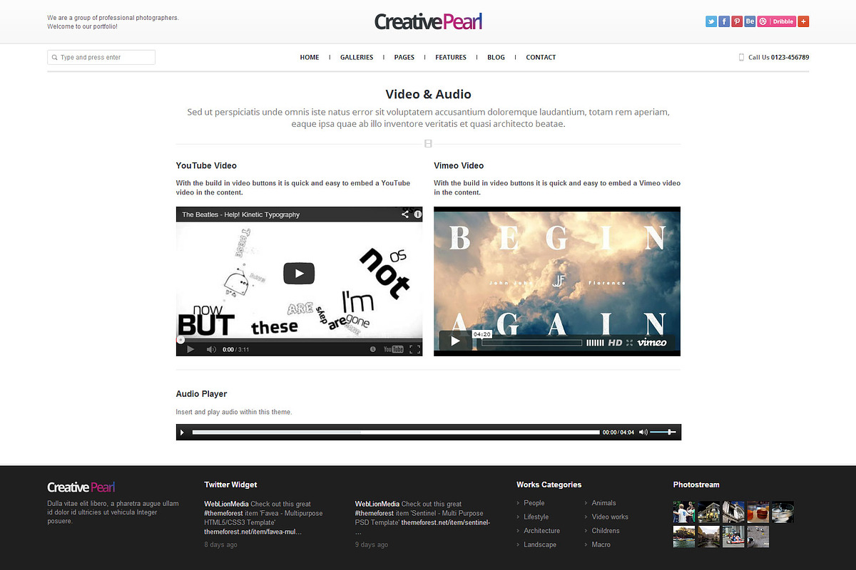 CreativePearl - Photography WP Theme, a WordPress Template by weblion (Photo 17 of 23)