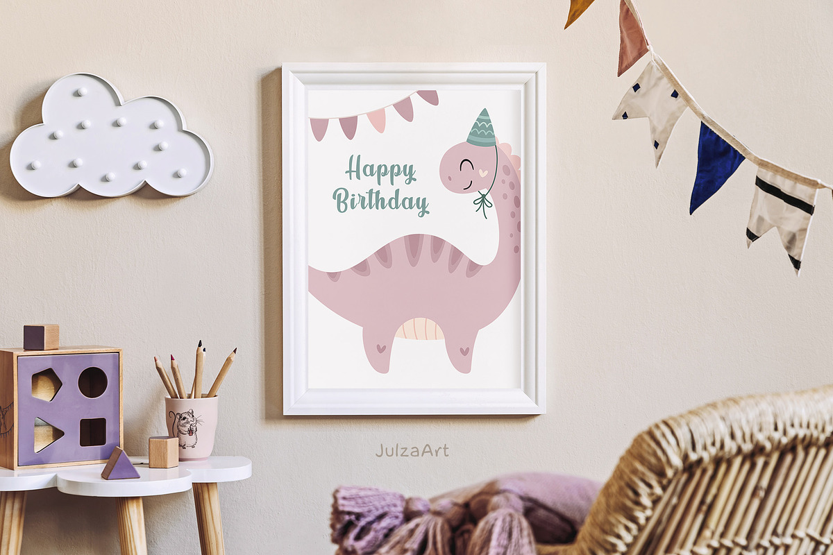 Dinosaur Birthday Clipart, an Animal Illustration by JulzaArt (Photo 5 of 6)