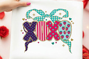 XOXO Valentine Bow PNG, Patchwork He, an Illustration by designcity5 (Thumbnail 1 of 8)