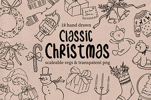 Classic Christmas Line Art vector