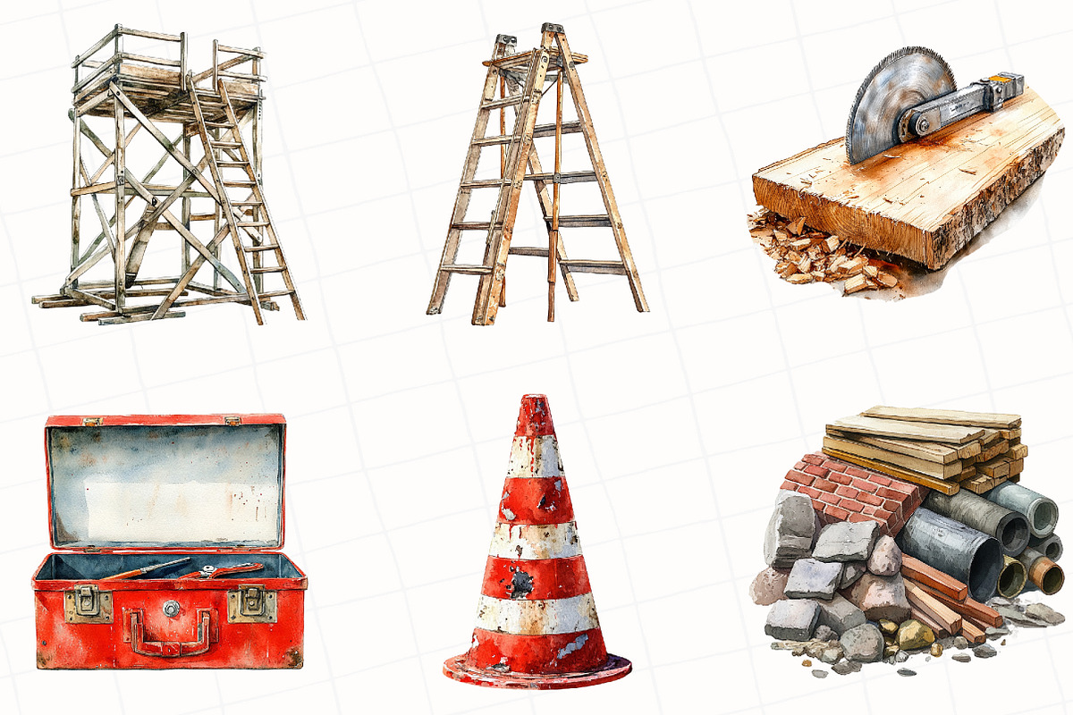 Watercolor Construction Clipart, an Illustration by OK Design (Photo 3 of 5)