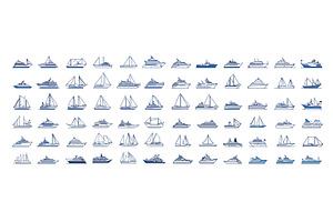Sailing ships linear color icon, a Transportation Illustration by Onyx