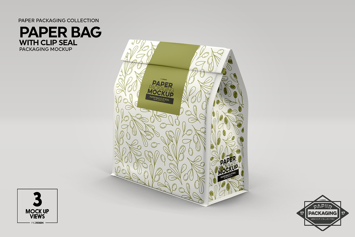 Paper Bags with Clip Seal Mockup, a Packaging Mockup by INCDesign (Photo 7 of 9)