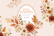 Pumpkin Floral Pampas Grass Clipart, a Seasonal Illustration by Sunflower Day Love (Thumbnail 1 of 6)