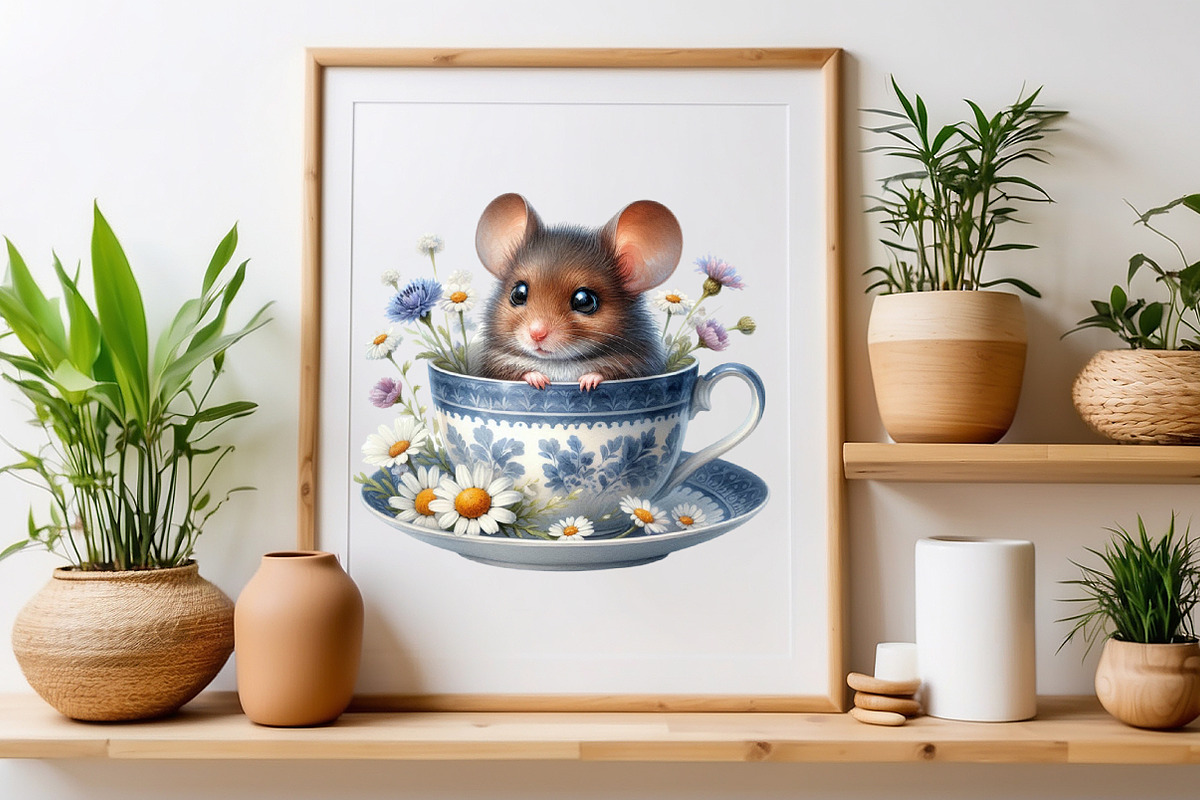 Watercolor Mouse In a Cup Clipart, a Seasonal Illustration by Craft Nest (Photo 6 of 6)