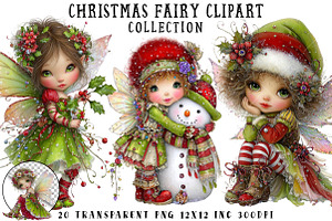Whimsical Christmas Fairy Clipart, an Illustration by OK Design