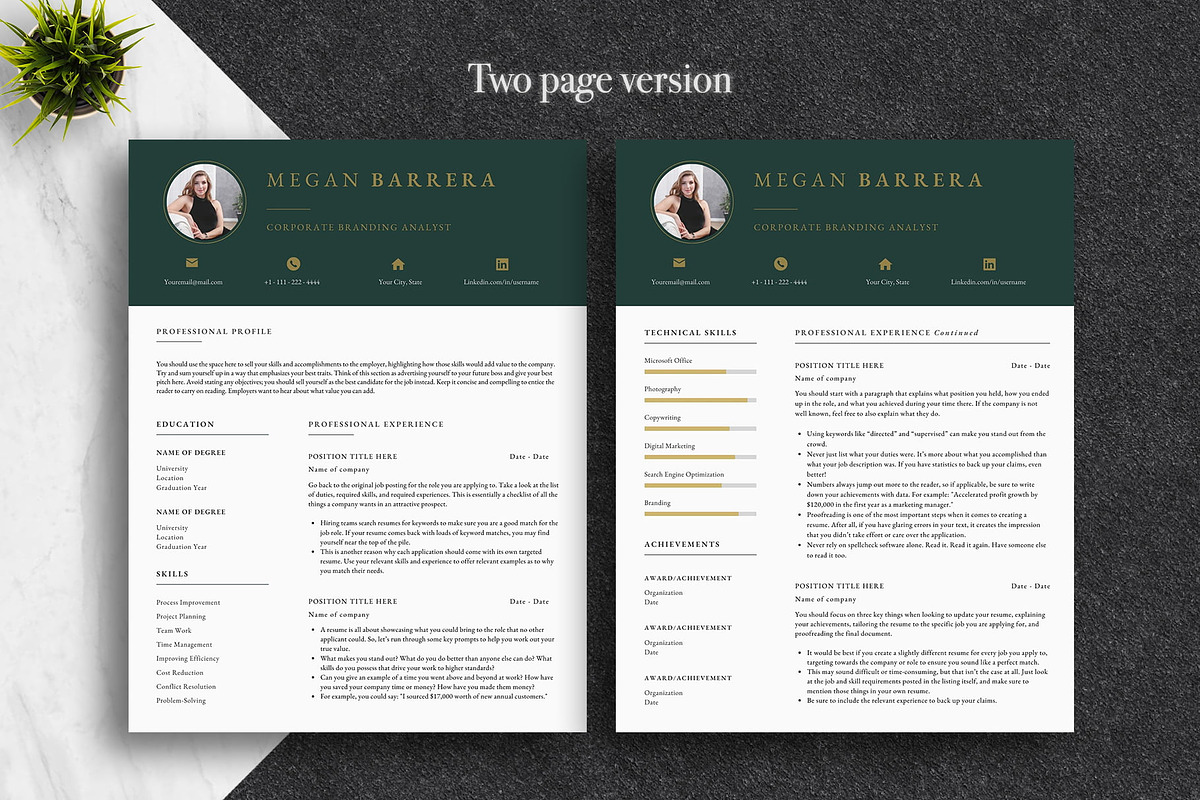 Elegant Resume Template Pack | Canva, a Resume Template by Lux Resume (Photo 2 of 9)
