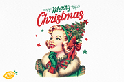 Retro Girl Christmas Sublimation, a Seasonal Illustration by LemonDesign (Thumbnail 3 of 14)